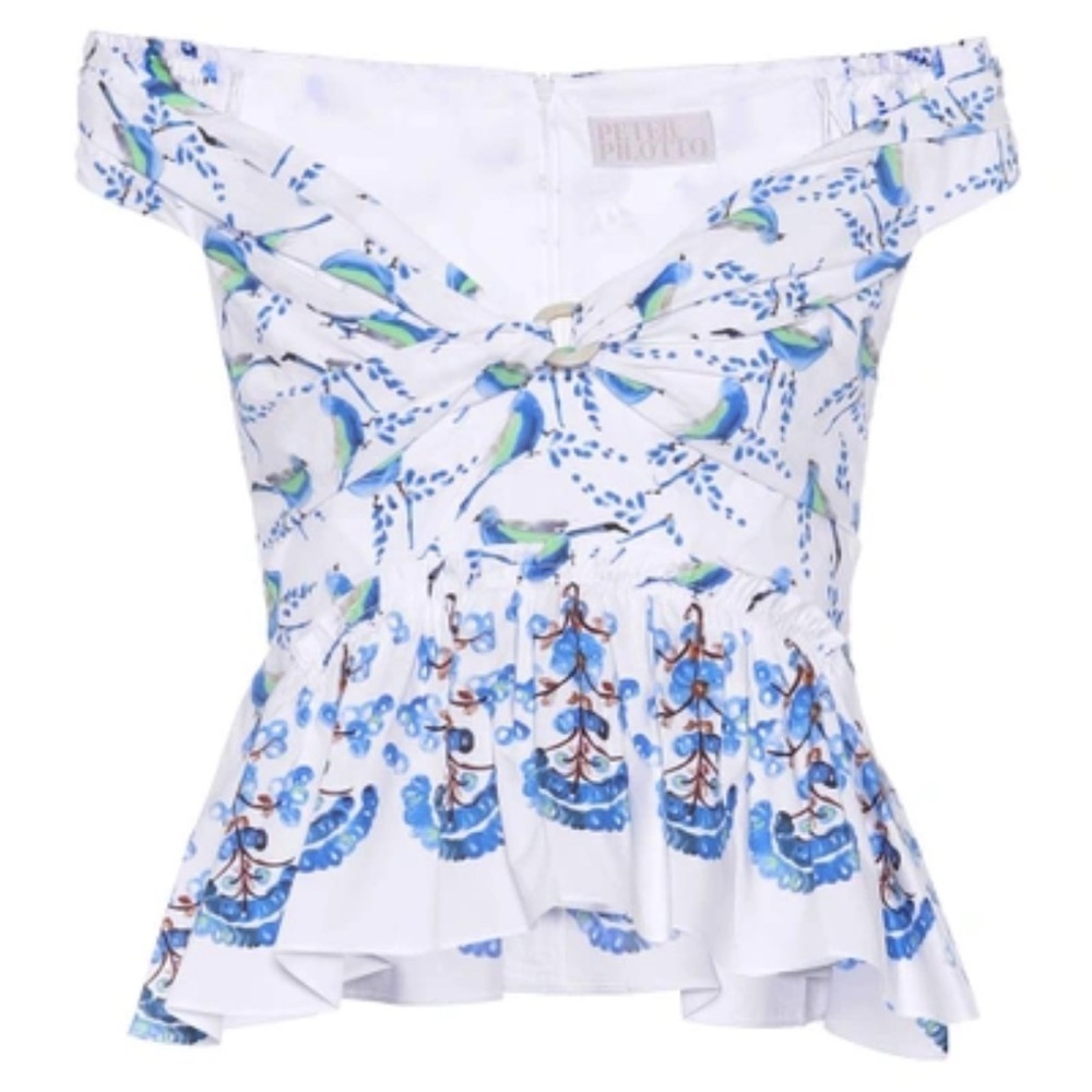 Peter pilotto pilottobird print off the shoulder blouse